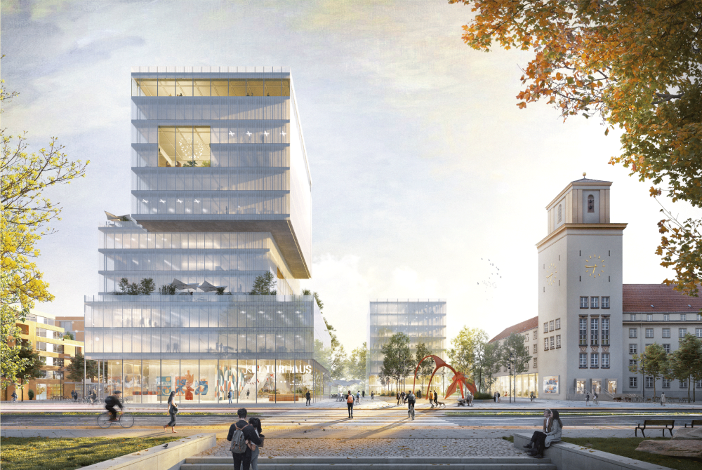 Ein neues Kultur-, Bildungs- und Bürgerzentrum ist nur eines von 20 Projekten der Neuen Mitte Tempelhof. Copyright: Teleinternetcafé Architektur und Urbanismus und Treibhaus Landschaftsarchitektur.