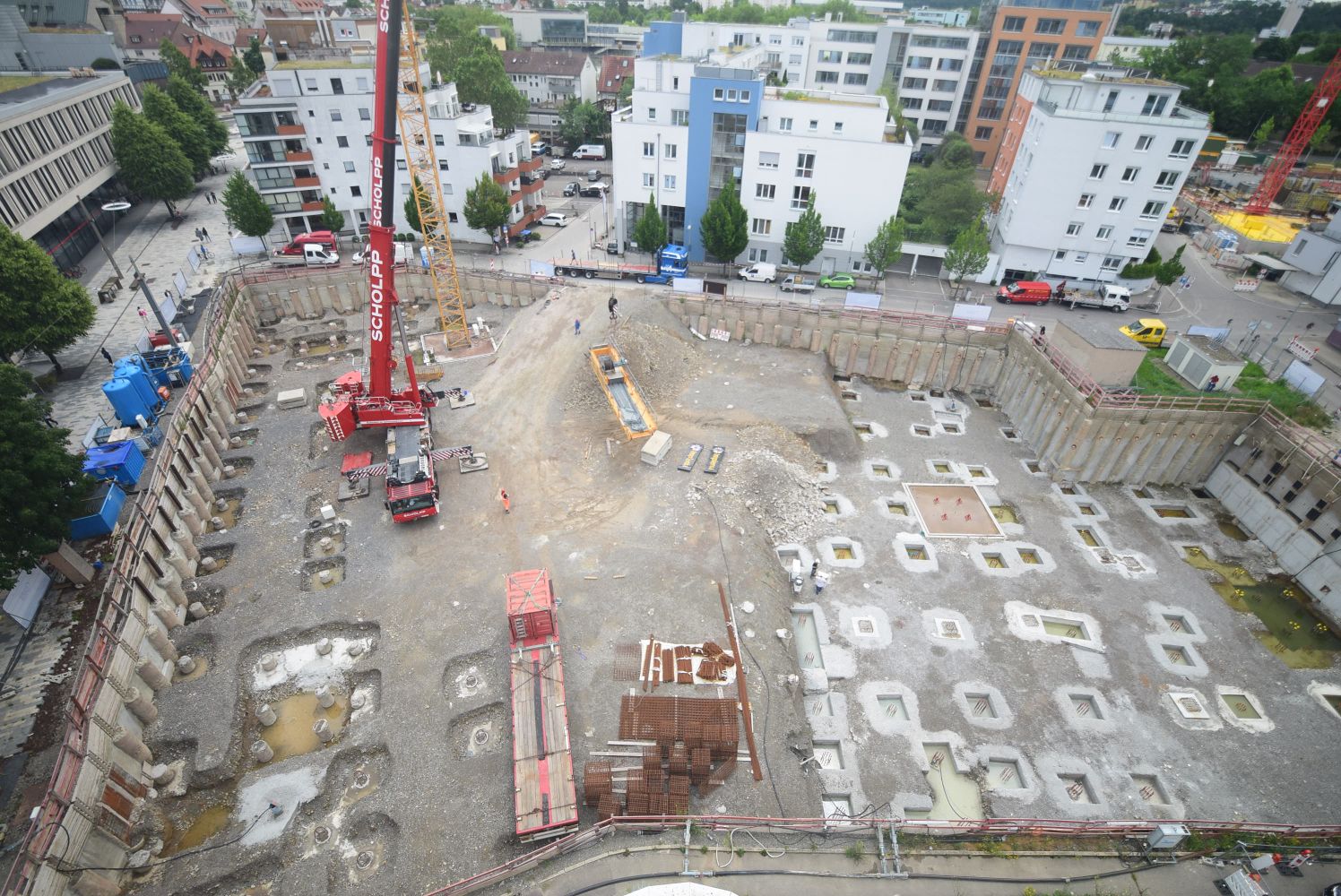 Die Baustelle am Böblinger City Carré aus der Vogelperspektive. Copyright: QUARTERBACK Immobilien AG.