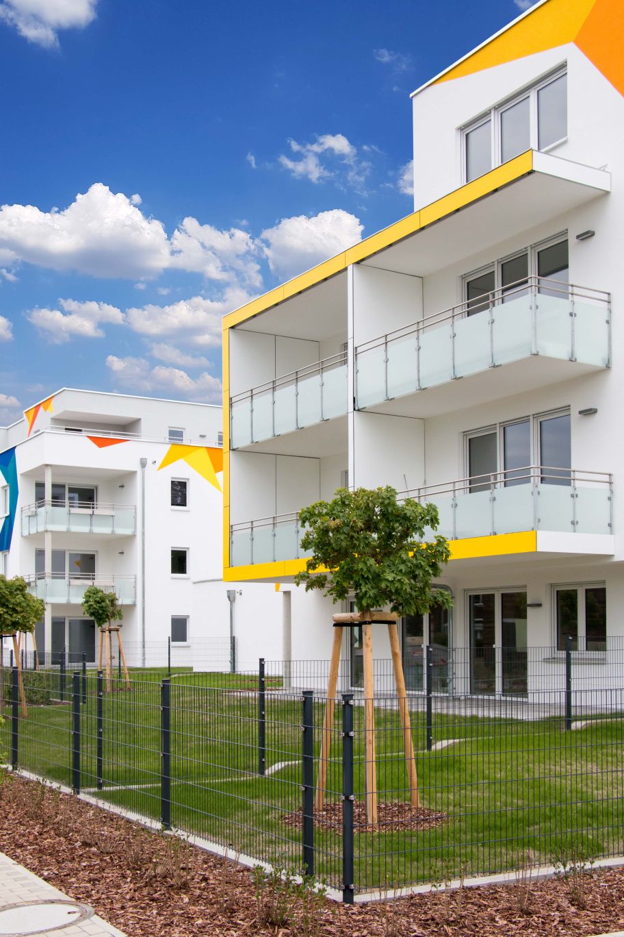 Die neue Familienwohnanlage Cocoon Living in Hoyerswerda umfasst 18 Wohnungen in zwei Gebäuden. Copyright: LebensRäume Hoyerswerda eG.