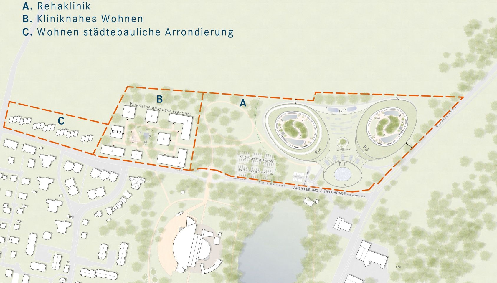 Lageplan der geplanten Reha-Klinik in Bad Belzig. Quelle: Hascher Jehle Architektur.