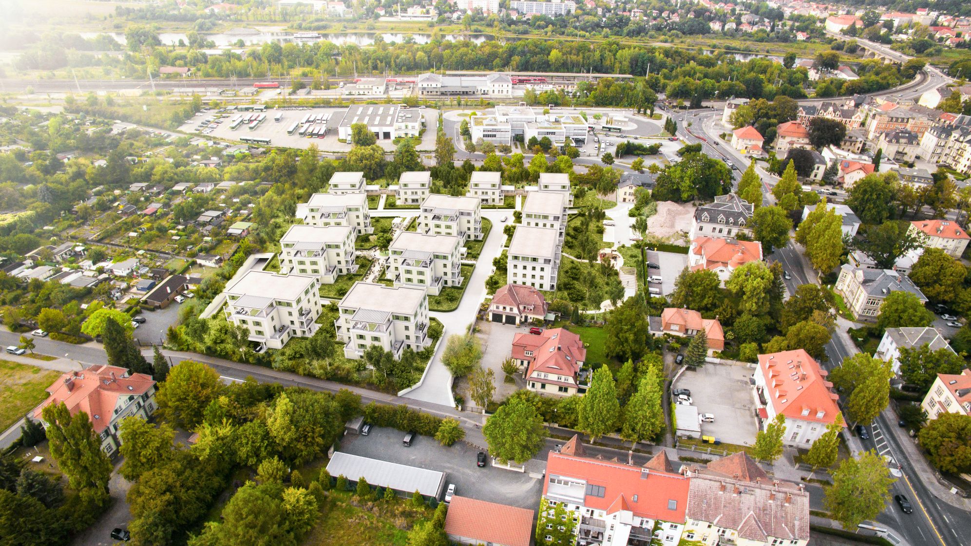 Sandsteingärten Pirna – Luftbild. Quelle: www.seidelstudios.de. Sandsteingärten Pirna – Luftbild. Quelle: www.seidelstudios.de.