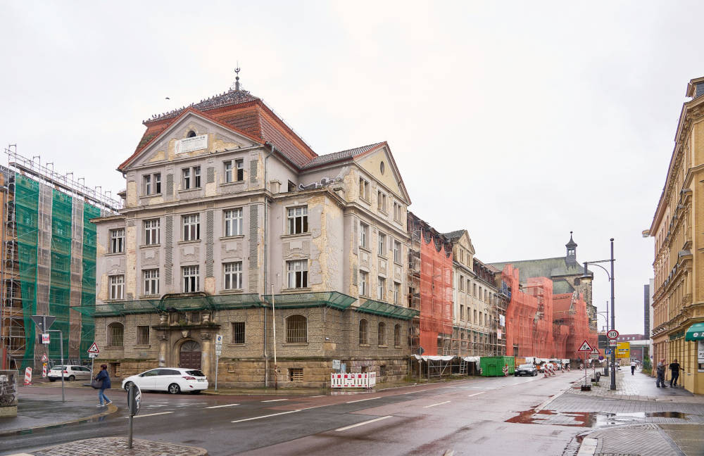 Die Arbeiten am Rohbau des ehemaligen Polizeipräsidiums sind beendet. Copyright: QUARTERBACK Immobilien AG