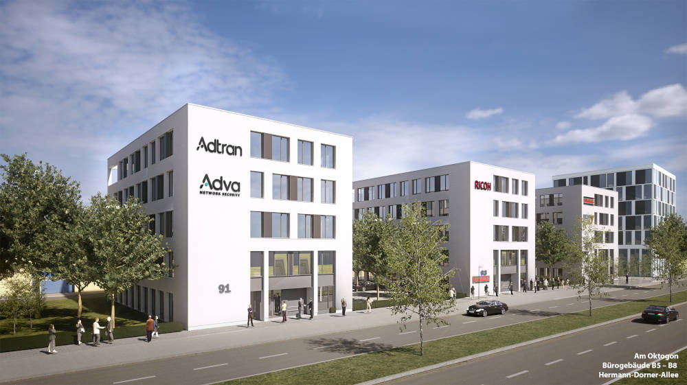 Das Gebäude B8 (links) des Campus AM OKTOGON ist vollvermietet. Copyright: immobilien-experten-ag