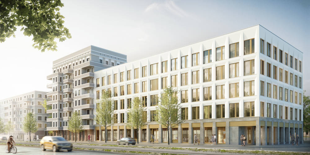 In Leipzig baut AOC 185 Wohnungen und einen spekulativen Büroneubau im Quartier Prager-RiebECK. Copyright: AOC | Die Stadtentwickler GmbH,
 Fuchshuber Architekten