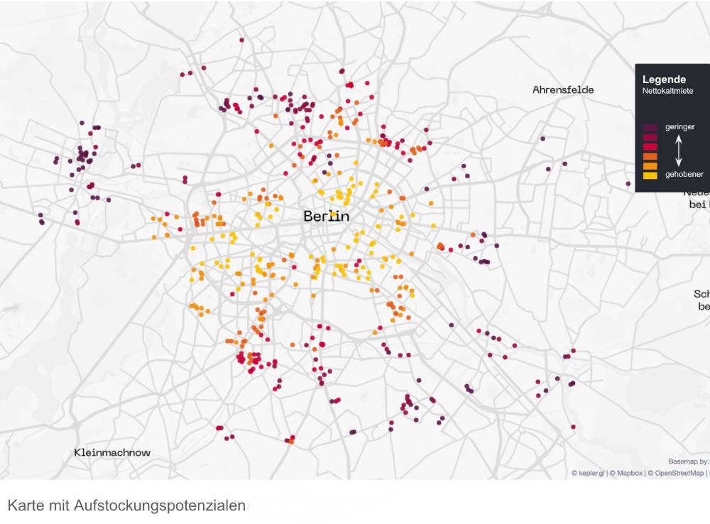 Karte über das Aufstockungspotential in Berlin. Copyright: Syte