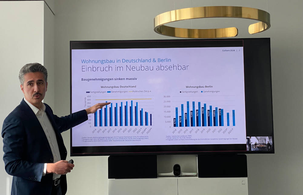 Kemal Zeyveli von Colliers präsentierte Zahlen und Fakten zum Berliner Wohnungsmarkt. Copyright: IMMOCOM