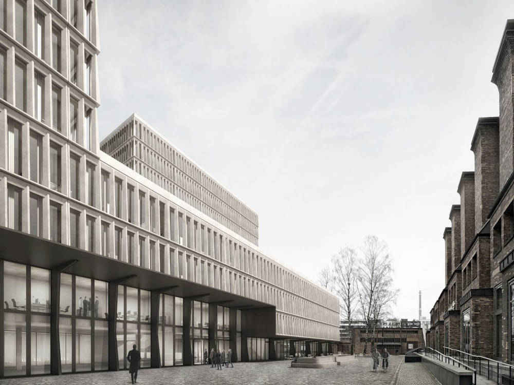 Das neue Bürogebäude in Berlin-Wedding. Copyright: HEIDE & VON BECKERATH,
 Visualisierung: Davide Abbonacci
