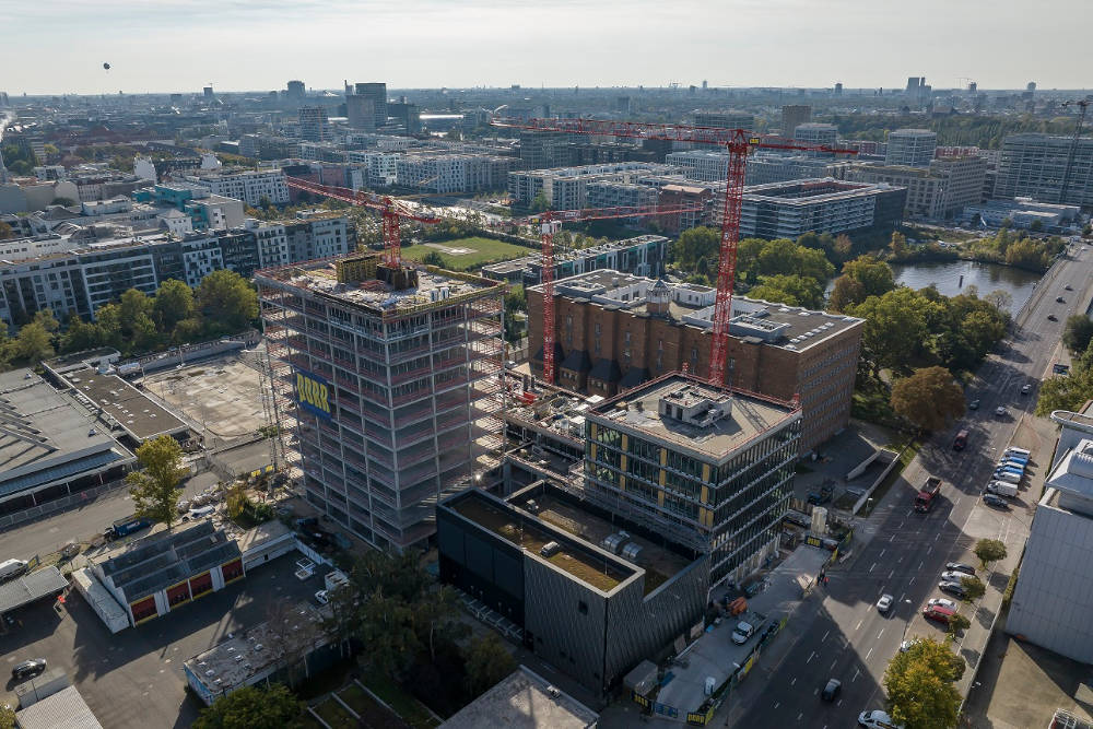 Baustelle des neuen Bürogebäudes in der Berliner Sellerstraße. Copyright: PORR