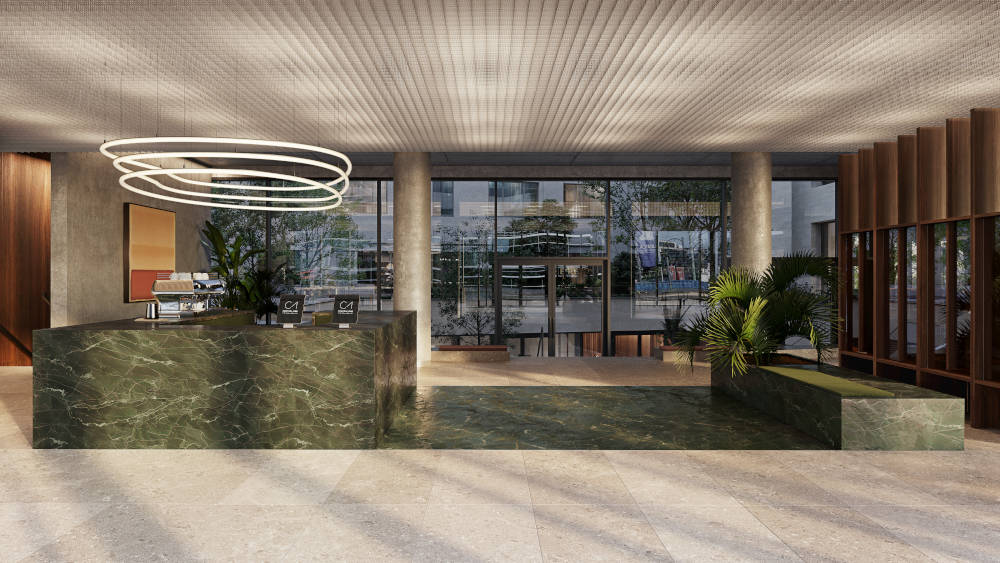 Die Lobby des C1 - Central One. Copyright: C1 - Central One Midtown Offices GmbH