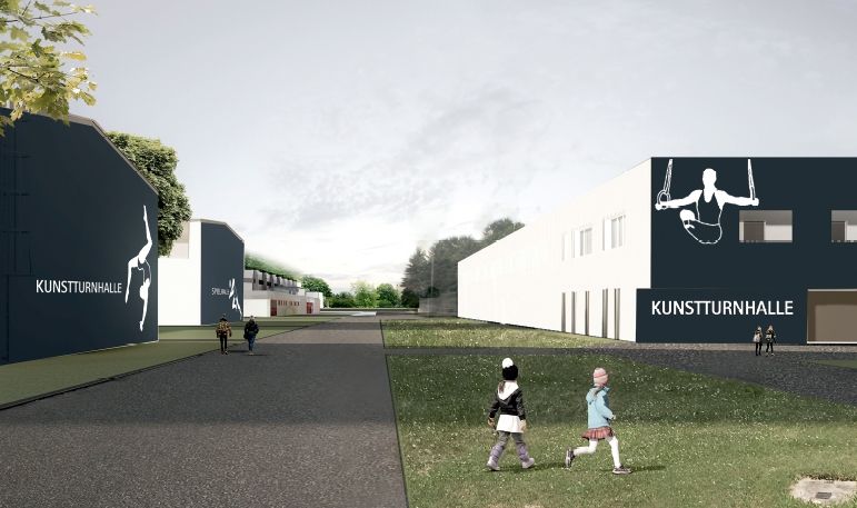 Die bestehende Kunstturnhalle im Sportforum Chemnitz soll saniert und erweitert werden. Bildquelle: Stadt Chemnitz