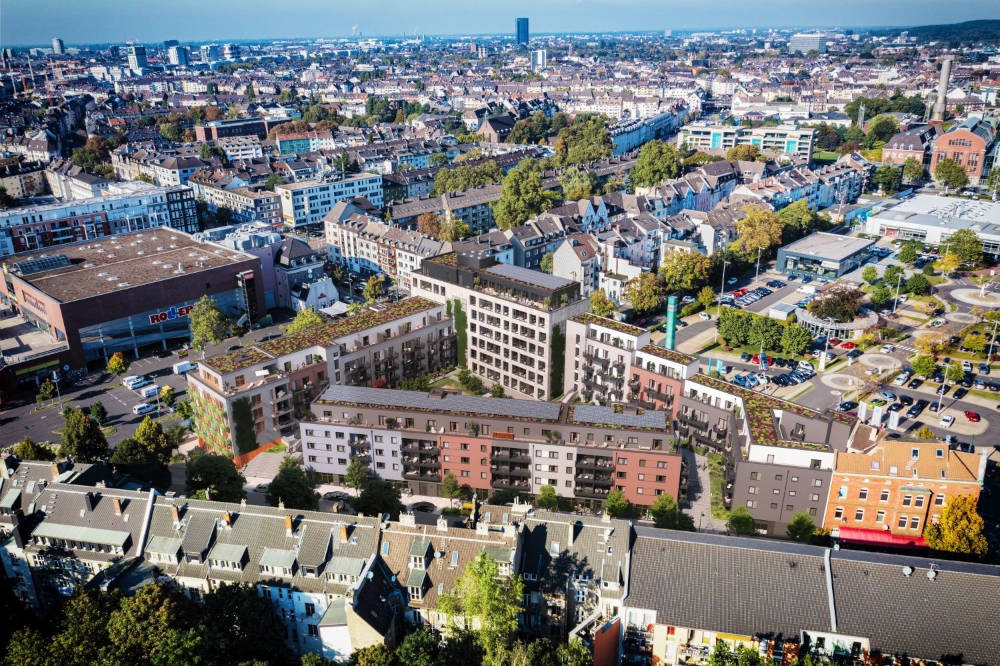 Das Stadtquartier Cube Central 378,
 eingebettet in Düsseldorf-Flingern. Copyright: 3D RenderMachine GmbH