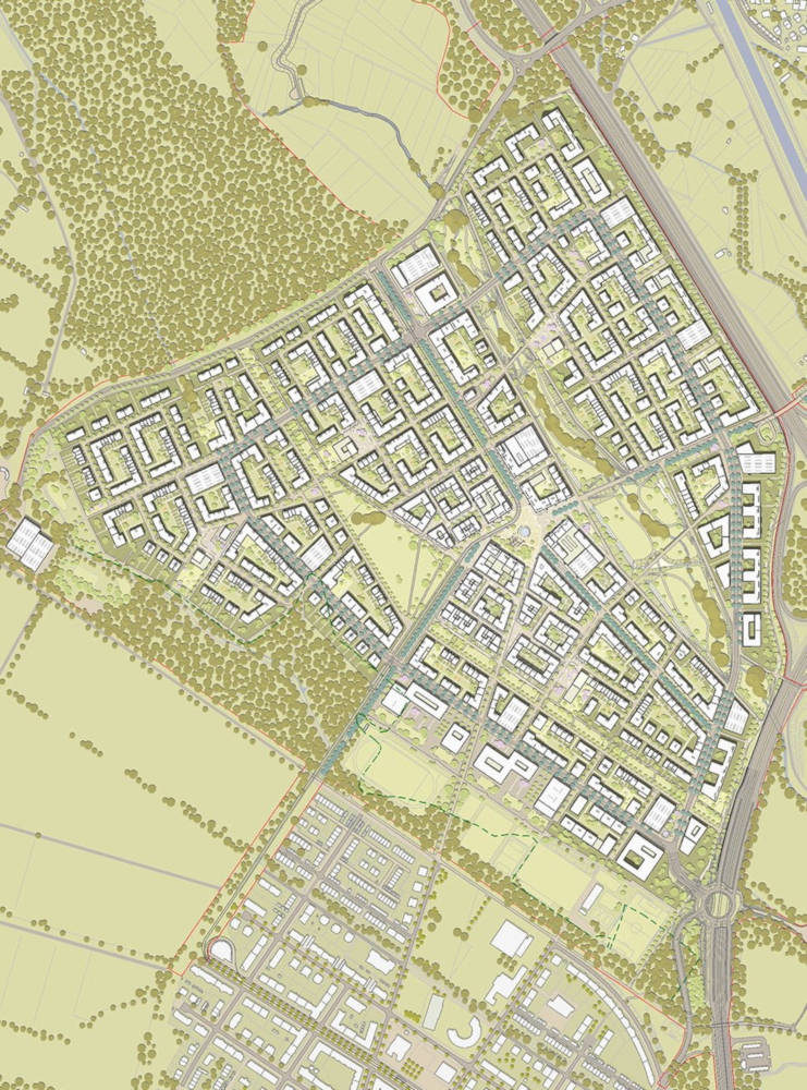 Dietenbach im Gesamten. Copyright: © Stadt Freiburg – PG Dietenbach Rahmenplan k9 Architekten,
 Latz+Partner,
 StetePlanung