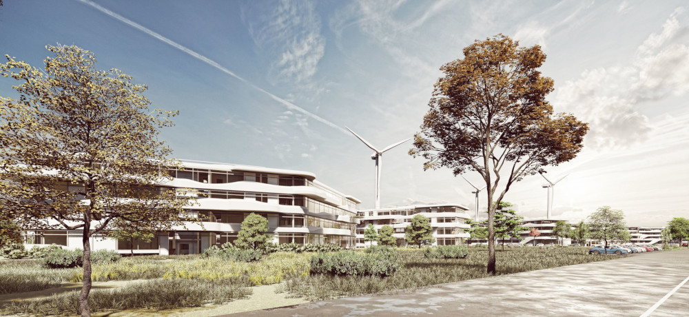Visualisierung des CO2-neutralen E-Mobilitätszentrums bei Cottbus. Copyright: Soltkahn AG Visualisierung des CO2-neutralen E-Mobilitätszentrums bei Cottbus. Copyright: Soltkahn AG