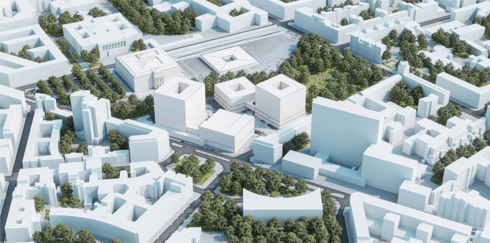 Der EZ-Campus aus der Vogelperspektive. Copyright: HENN,
München/ WES LandschaftsArchitektur,
Hamburg