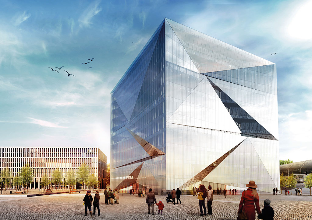 Das Bürogebäude cube befindet sich in Premiumlage direkt neben dem Hauptbahnhof. Quelle: CA Immo Das Bürogebäude cube befindet sich in Premiumlage direkt neben dem Hauptbahnhof. Quelle: CA Immo