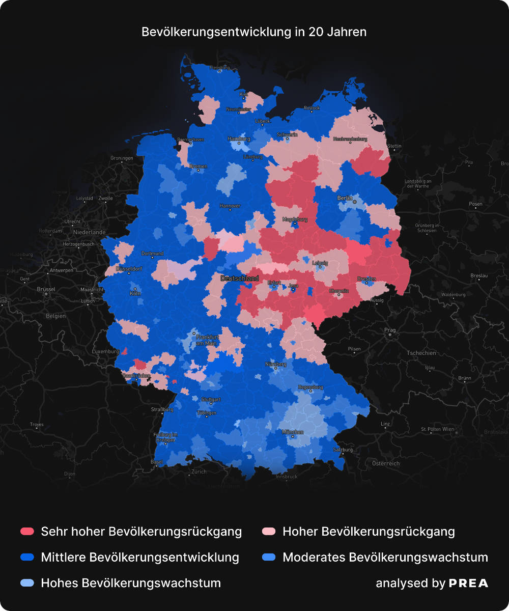 Die Bevölkerungsentwicklung in 20 Jahren. Copyright: PREA