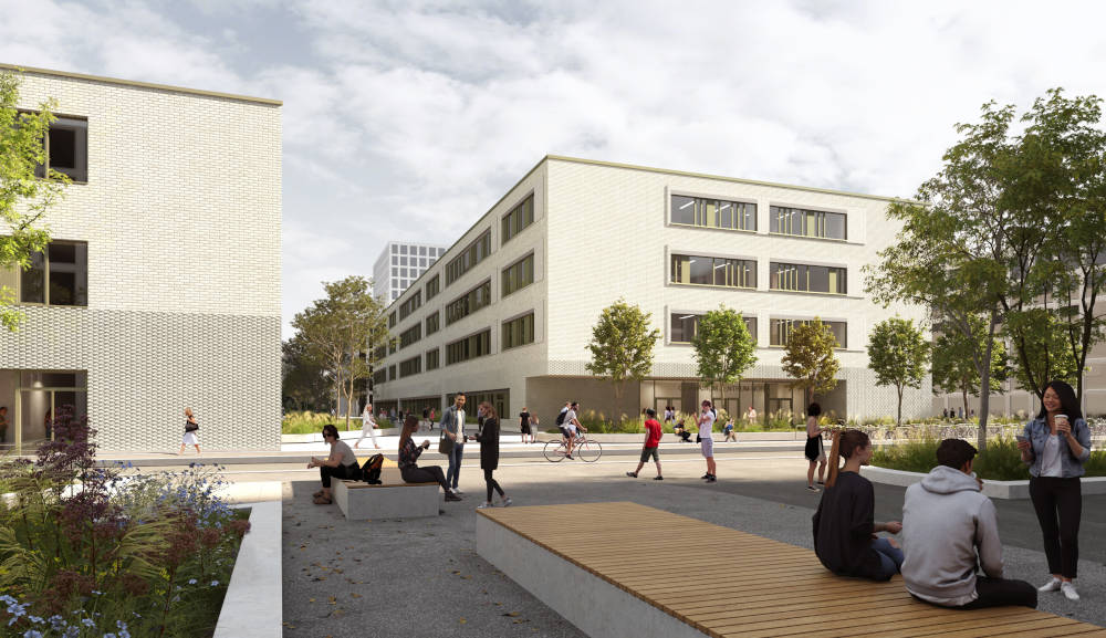 So soll das Gymnasium im Herzen des Löwitz Quartiers aussehen. Copyright: OTTO WULFF / RKW Architektur 
