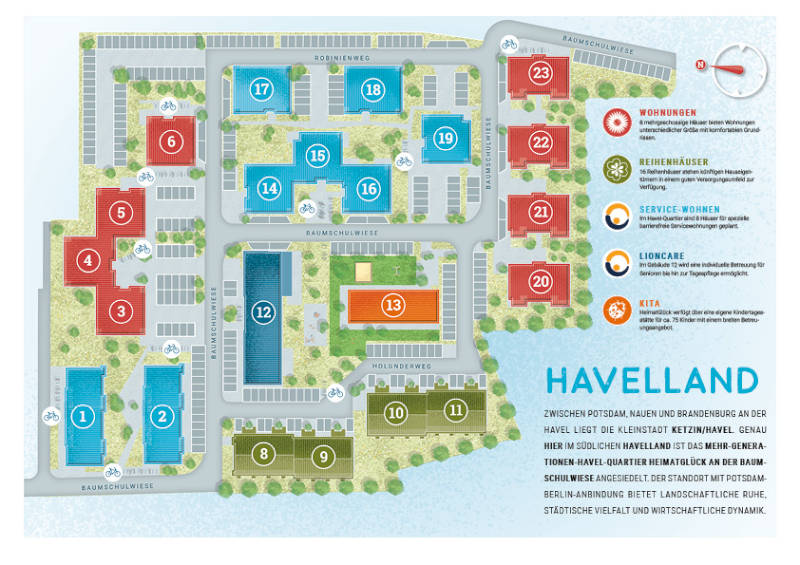Der Lageplan des neuen "Havel-Quartier" in Ketzin. Copyright: Leonwert