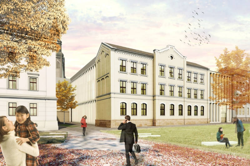 Das Hochtechnologiezentrum von der Ecke Hansaschule. Copyright: Arge RBZ – LD Das Hochtechnologiezentrum von der Ecke Hansaschule. Copyright: Arge RBZ – LD