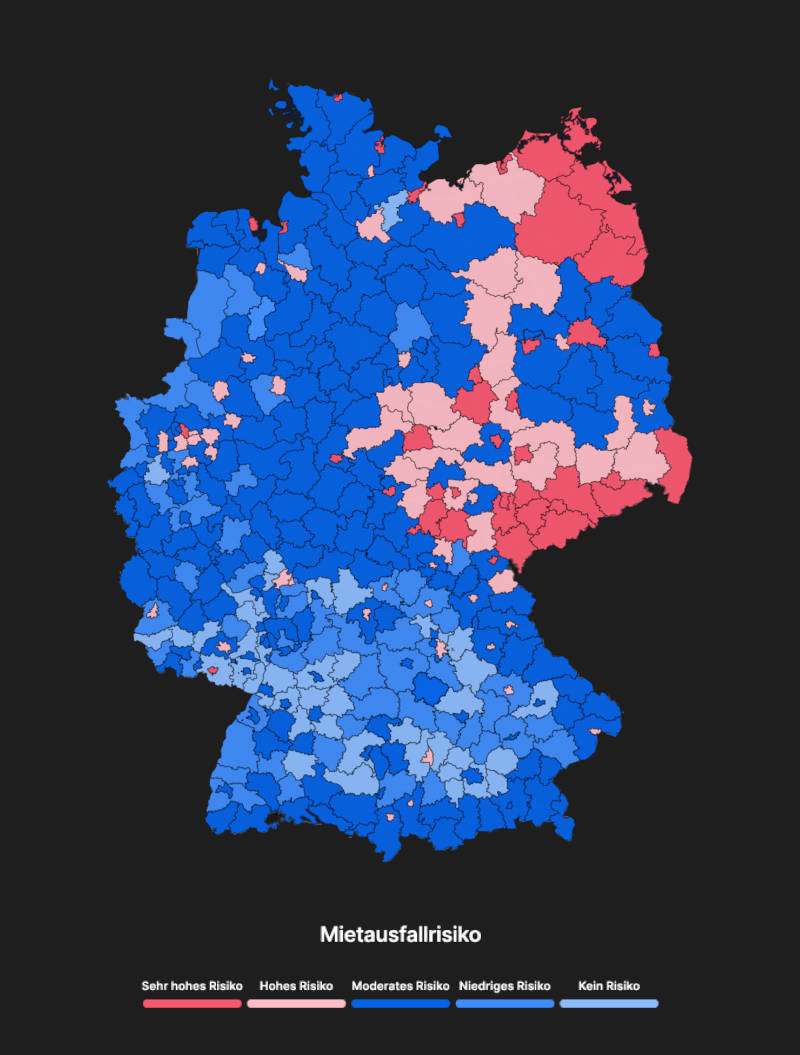 So verteilt sich das Mietausfallrisiko in Deutschland. Copyright: PREA