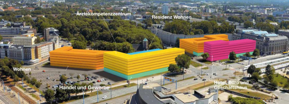 Die NEUE JOHANNISVORSTADT entsteht auf mit einer Grundfläche von insgesamt rund 13.000 Quadratmetern im Zentrum von Chemnitz. Quelle: HANSA Real Estate