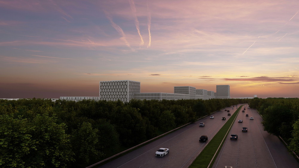 Das Wohn- und Gewerbegebiet im Kirchsteigfeld bei Nacht. Copyright: Winkens Architekten Das Wohn- und Gewerbegebiet im Kirchsteigfeld bei Nacht. Copyright: Winkens Architekten