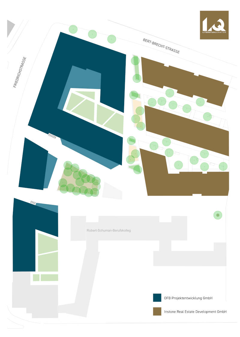Der aktuelle Lageplan des Literatur-Quartiers. Copyright: OFB Projektentwicklung / Instone Real Estate