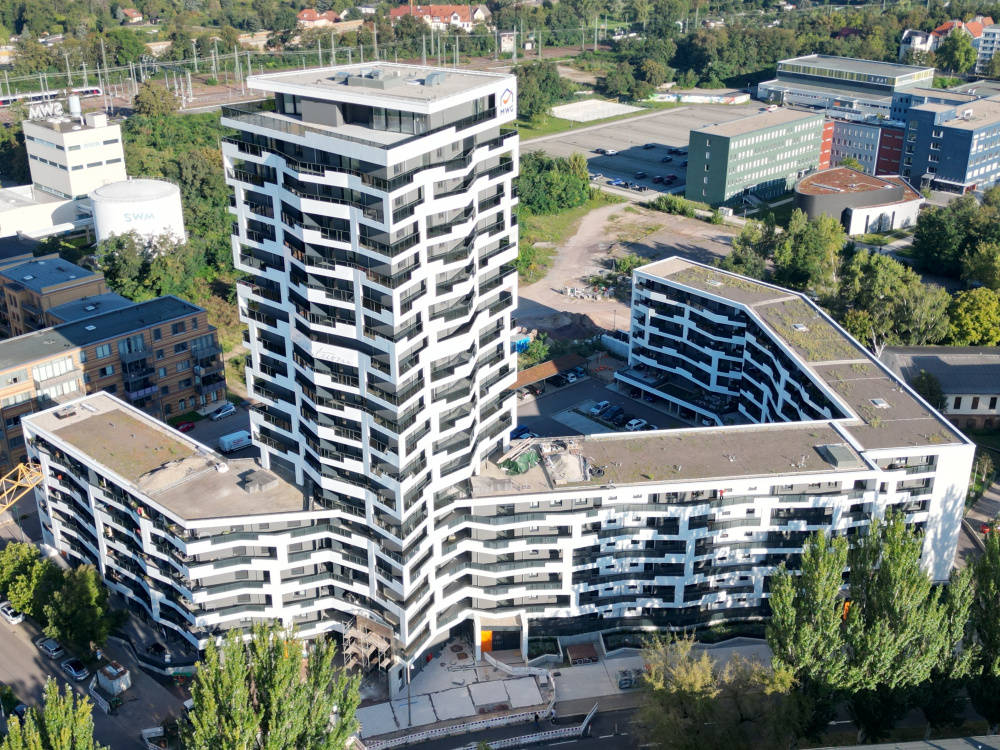Blick auf das neue Innenstadtquartier Luisencarré in Magdeburg. Copyright: MWG