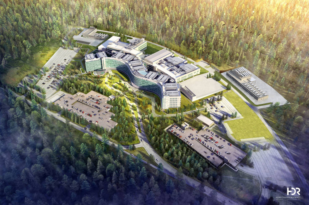 Der gewaltige Krankenhaus-Komplex in Weilerbach im Überblick. Copyright: HDR