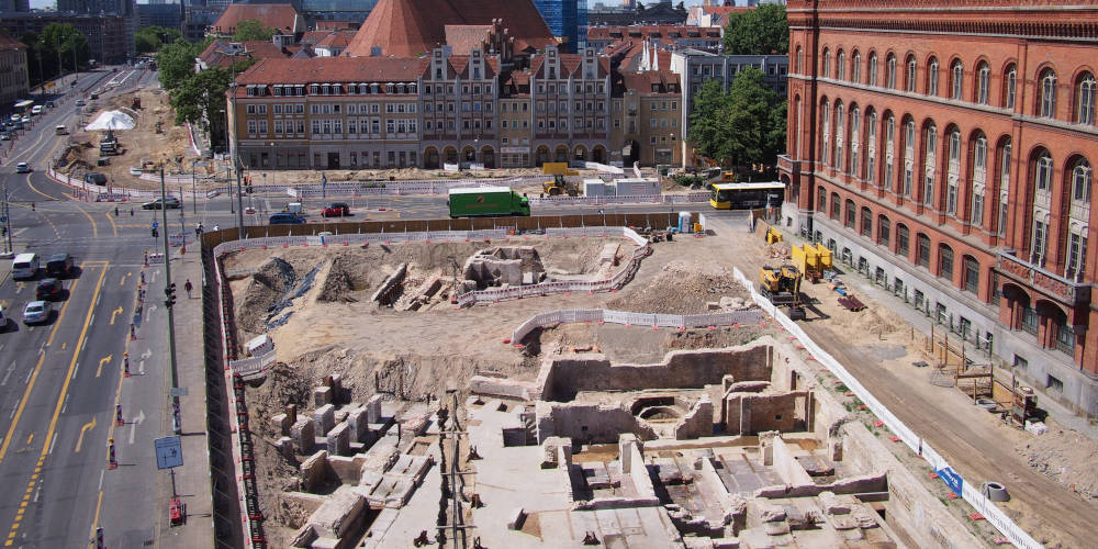 Ein Blick auf die archäologischen Ausgrabungen. Copyright: Senat Berlin