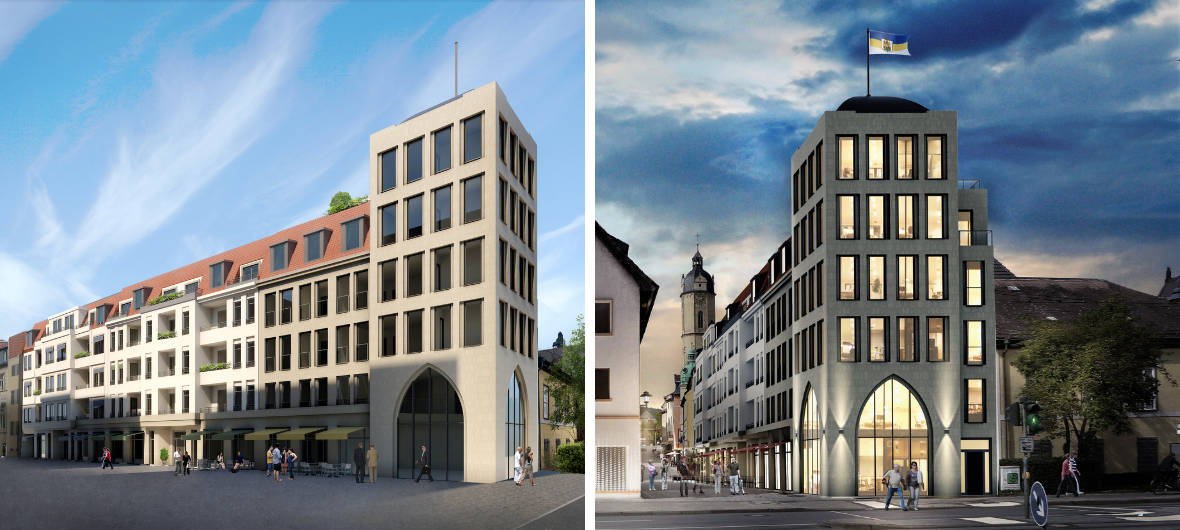Mit dem Saaltor-Projekt gestaltet jenawohnen den östlichen Eingang in die Jenaer Altstadt neu. Copyright: Patzschke Schwebel Planungsgesellschaft,
 Berlin