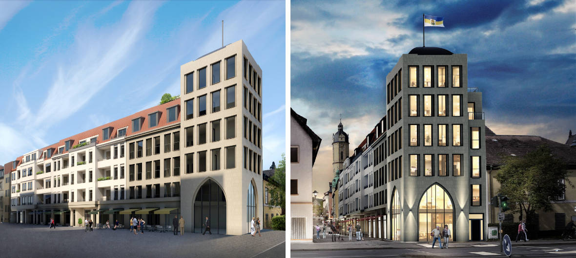 Mit dem Saaltor-Projekt gestaltet jenawohnen den östlichen Eingang in die Jenaer Altstadt neu. Copyright: Patzschke Schwebel Planungsgesellschaft,
 Berlin