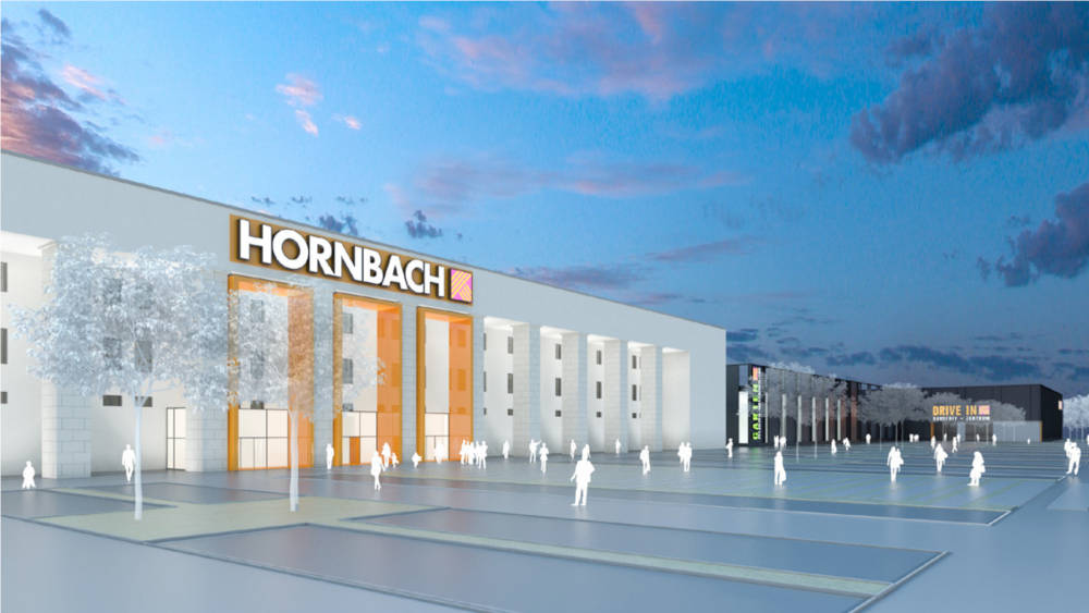 Visualisierung des HORNBACH-Baumarktes. Copyright: HORNBACH Baumarkt AG