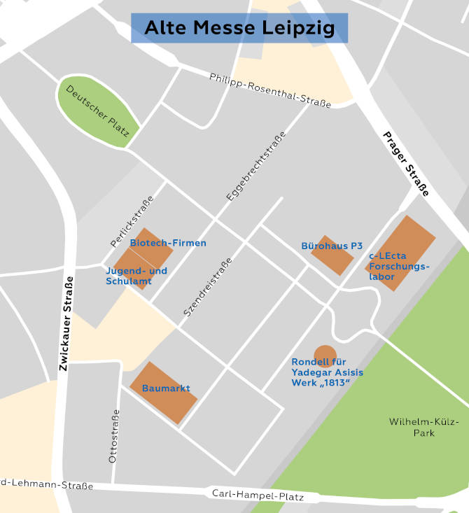 Diese neuen Projekte sind auf dem Areal Alte Messe Leipzig geplant. Copyright: IMMOCOM