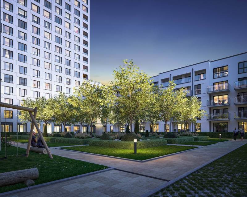 Einblick in den Wohnteil vom SEETOR City Campus in Nürnberg. Copyright: Instone Real Estate Einblick in den Wohnteil vom SEETOR City Campus in Nürnberg. Copyright: Instone Real Estate
