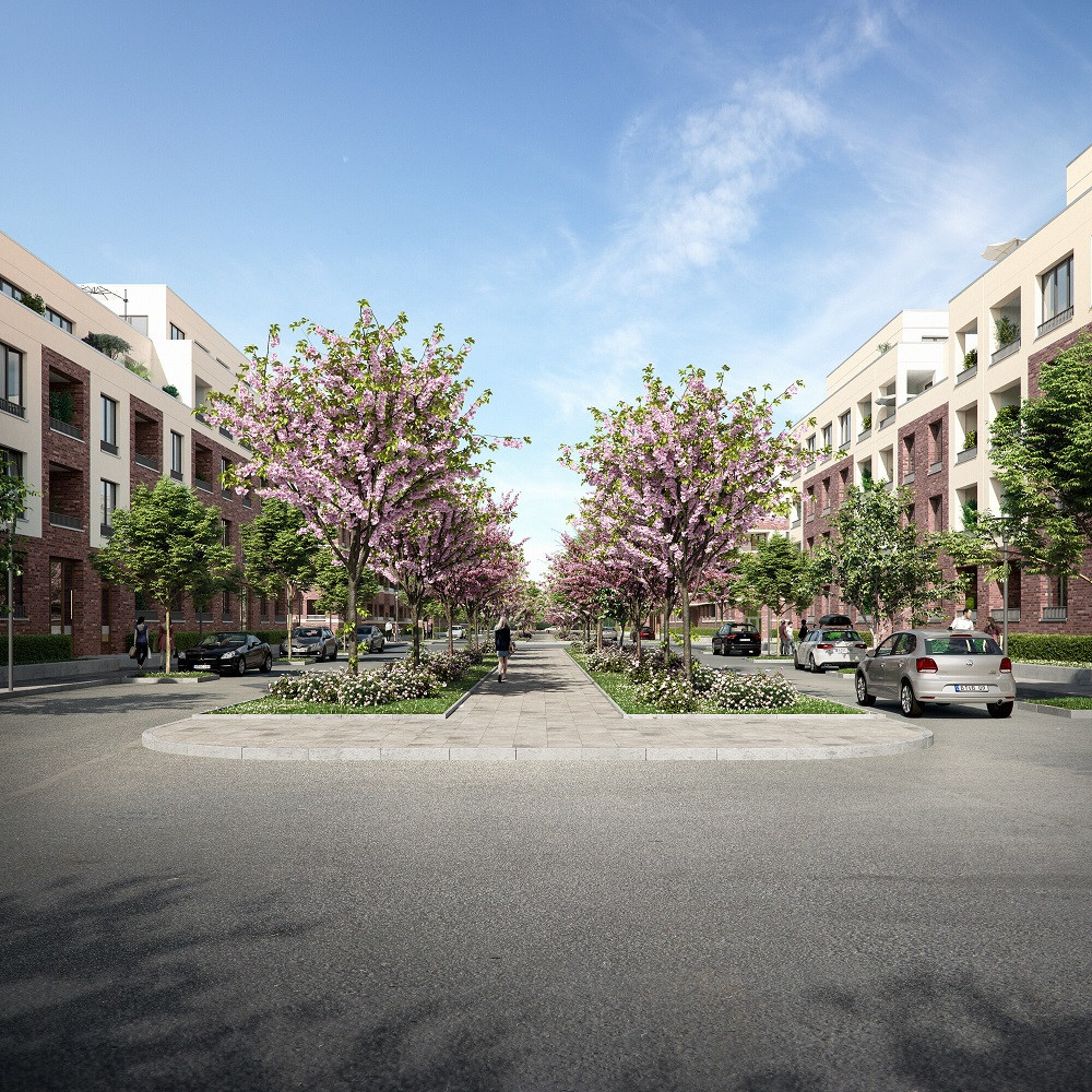 Viel Grün wird die Parkstadt Karslhorst dominieren. Eine Außenansicht der Parkstadt Karlshorst. Copyright: Bonava Deutschland GmbH Viel Grün wird die Parkstadt Karslhorst dominieren. Eine Außenansicht der Parkstadt Karlshorst. Copyright: Bonava Deutschland GmbH