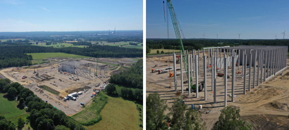 Ein Blick auf die Baustelle des Positive Footprint Wearhouse in Dorsten. Copyright: Delta Development Group