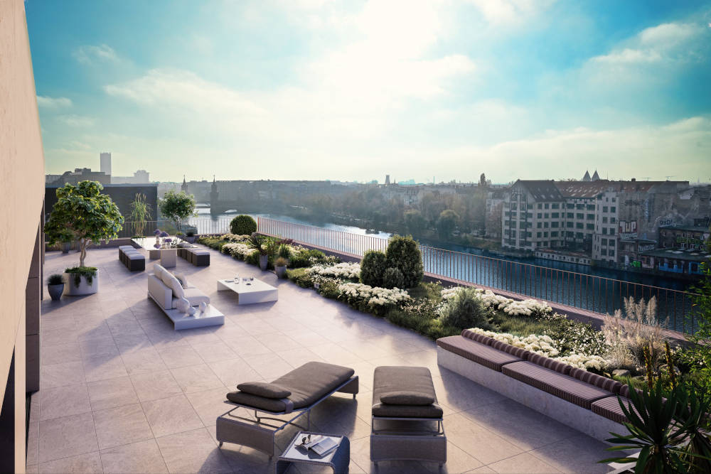 Blick von einer Penthouse-Eigentumswohnung im Projekt PURE. Copyright: Ziegert EverEstate GmbH