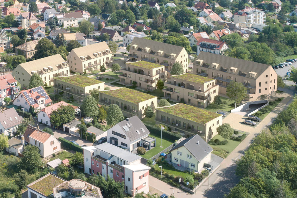Das Quartier Cospuden eingebettet in seine Markkleeberger Umgebung. Copyright: © Propos Projektentwicklung GmbH