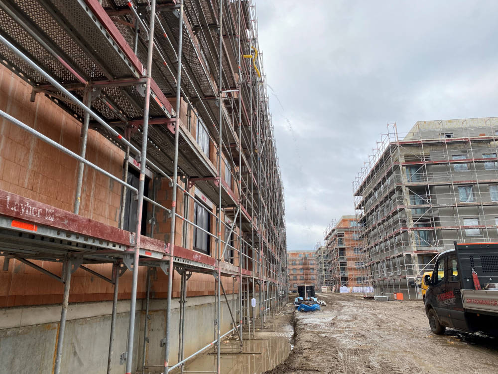 Der aktuelle Baustand im Quartier "Stadtgut Hellersdorf". Copyright: Mara Kaemmel