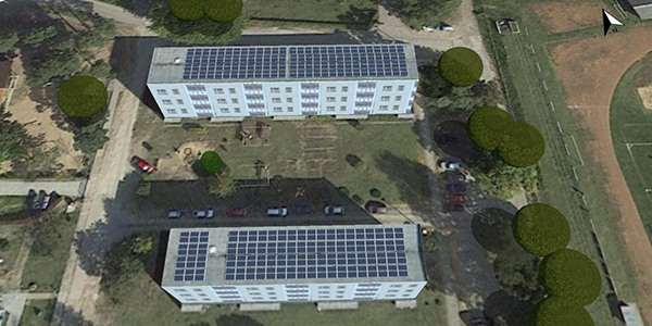 Simulation der PV-Anlage in Rheinsberg. Copyright: Solarimo GmbH Simulation der PV-Anlage in Rheinsberg. Copyright: Solarimo GmbH