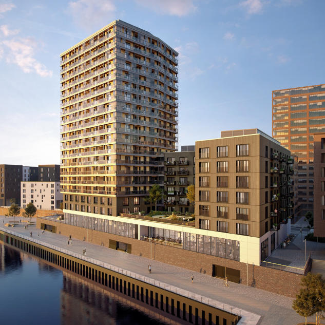 Eine Visualisierung von Deutschlands höchstem Holzhochhaus. Copyright: Garbe Immobilien-Projekte Eine Visualisierung von Deutschlands höchstem Holzhochhaus. Copyright: Garbe Immobilien-Projekte