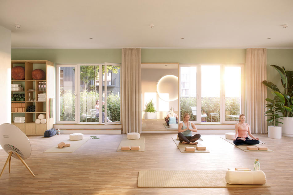 Der Yogaraum im ROOTS. Copyright: Garbe Immobilien-Projekte Der Yogaraum im ROOTS. Copyright: Garbe Immobilien-Projekte