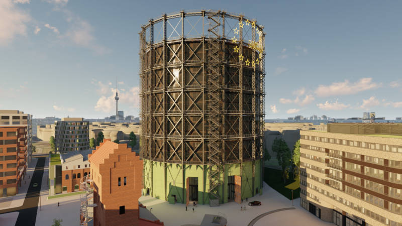 Aus dem Schöneberger Gasometer wird ein Bürogebäude. Copyright: EUREF-Consulting Aus dem Schöneberger Gasometer wird ein Bürogebäude. Copyright: EUREF-Consulting