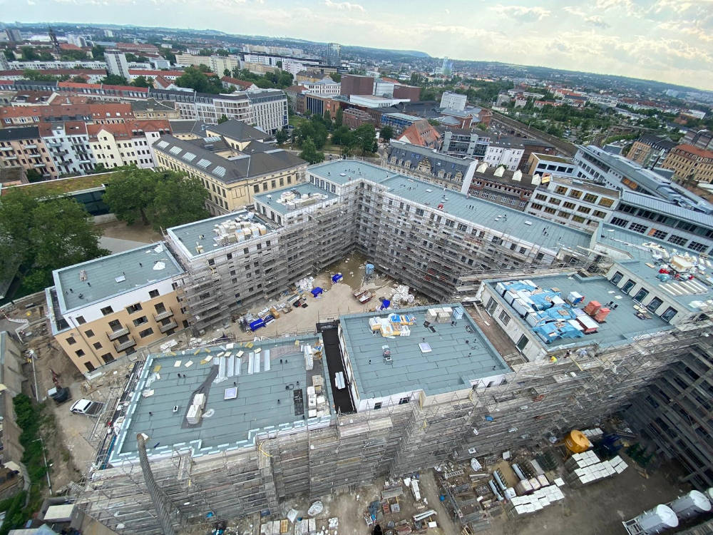 Ein aktueller Blick auf die Baustelle des Schützengartens. Copyright: PORR