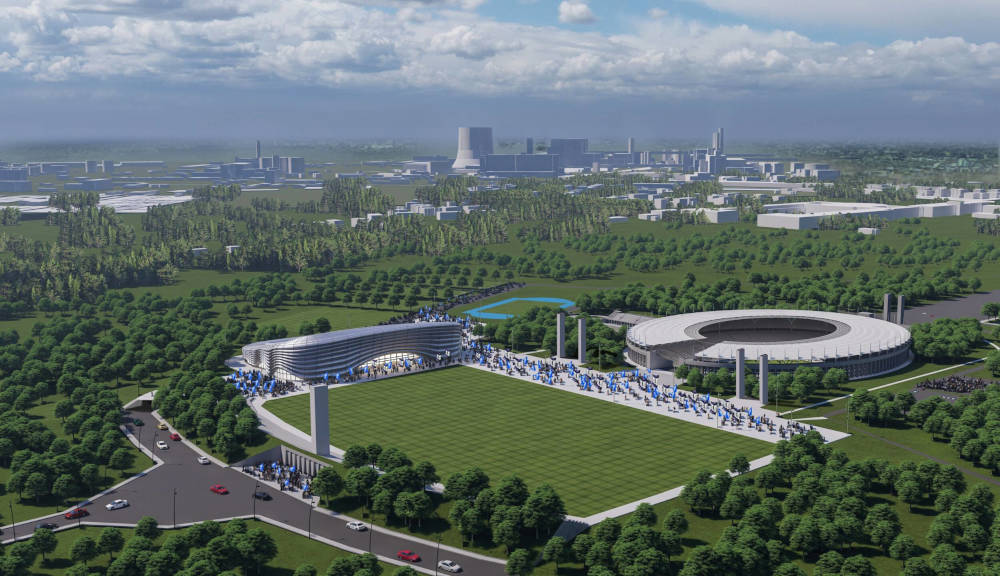 Das "Stadion am Lindeneck" und seine Position inmitten des Olympiaparks. Quelle: Lindner Planungsbüro