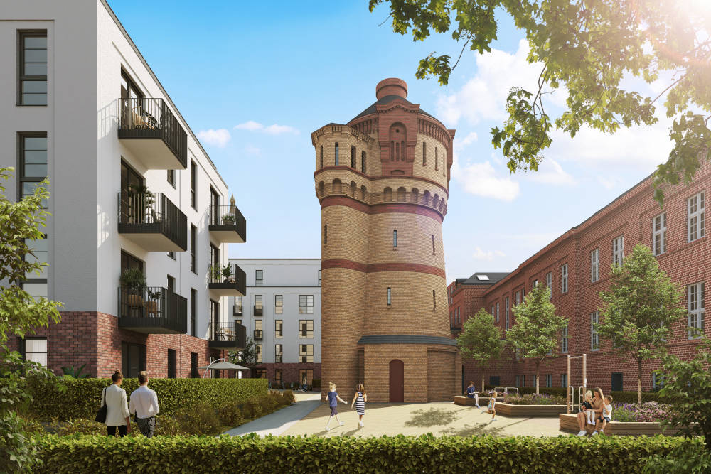 Der Wasserturm der ehemaligen Pulverfabrik wird grundlegend saniert. Copyright: CG Elementum AG