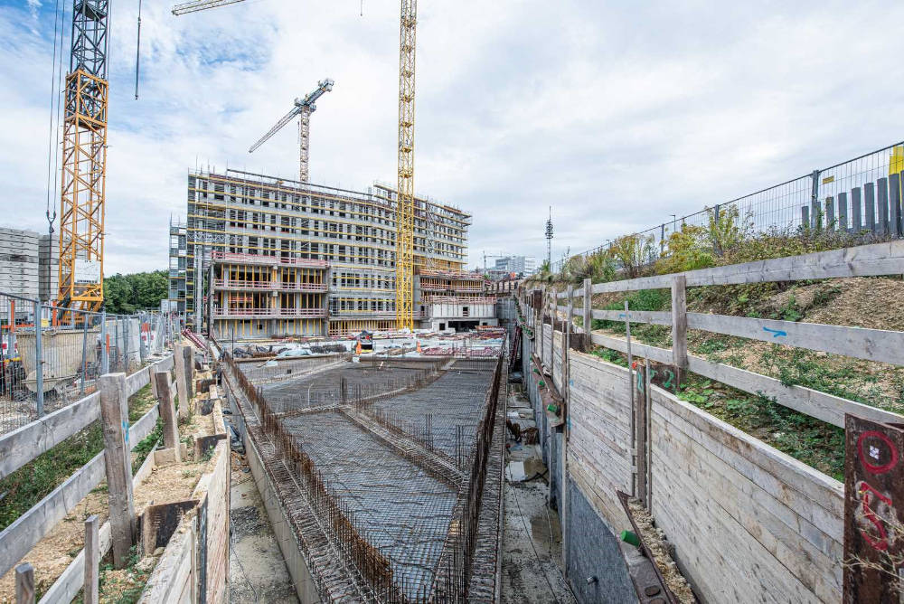 Die Bauarbeiten am Universelle Ulm kommen gut voran. Copyright: Immopact Universelle Ulm GmbH