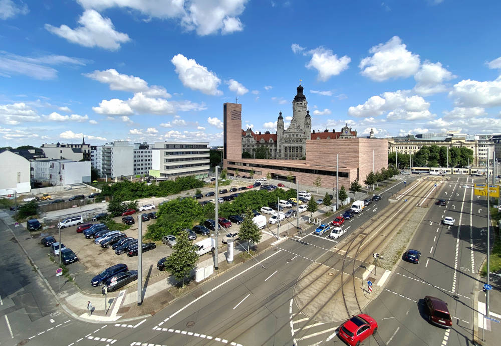 Das Baufeld des Urbanum 1 aus der Vogelperspektive. Copyright: AOC | Die Stadtentwickler GmbH