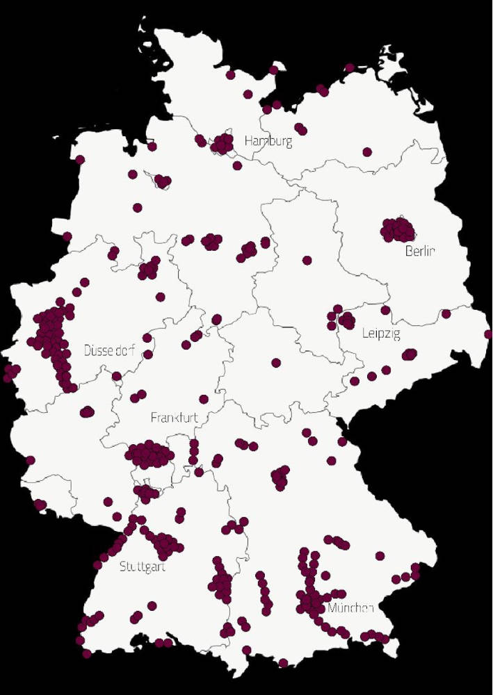 So verteilen sich die Serviced-Apartments-Angebote über Deutschland. Copyright: Apartmentservice